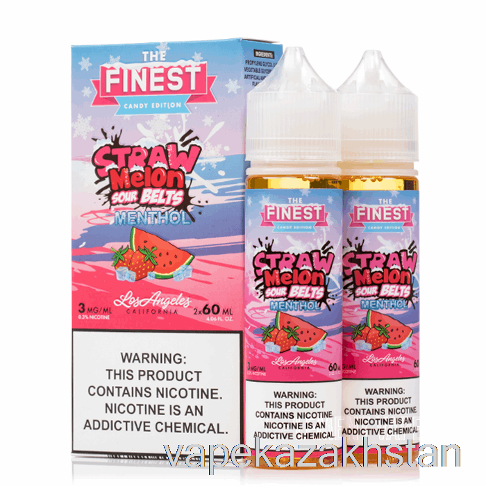 Vape Disposable Straw Melon Sour Belts MENTHOL - The Finest Candy Edition - 120mL 3mg